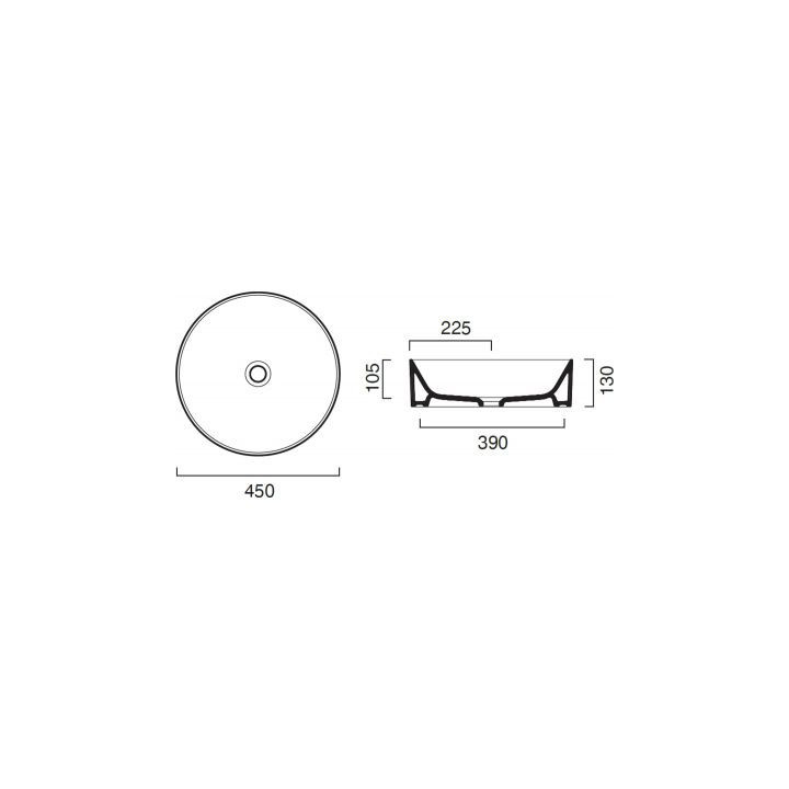 Umywalka Catalano Zero, nablatowa, okrągła, 45cm, biały