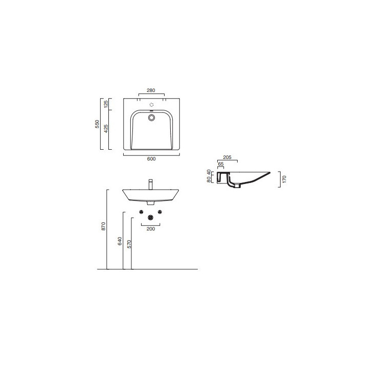 Umywalka wisząca Catalano Sfera, 60x55cm, z przelewem, biały