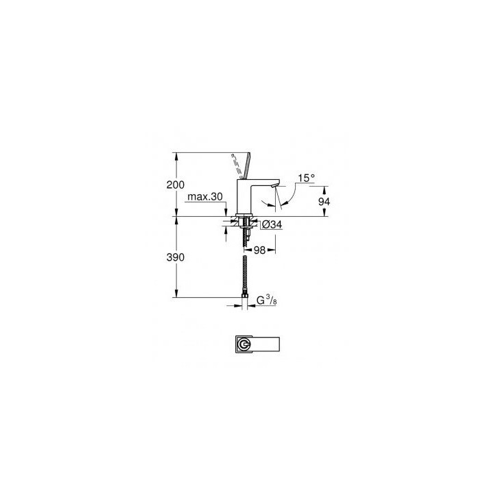 Bateria umywalkowa Grohe Eurocube Joy, jednouchwytowa, chrom