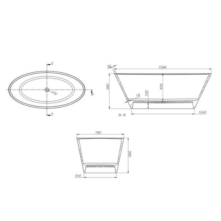 Wanna wolnostojąca, Sanitti SEI, 1597x780x571, bez przelewu, biały , Nr. kat. 110 600 00