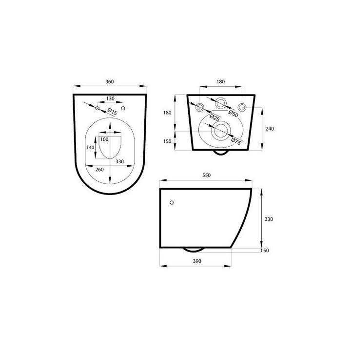 Miska WC wisząca Massi, biały