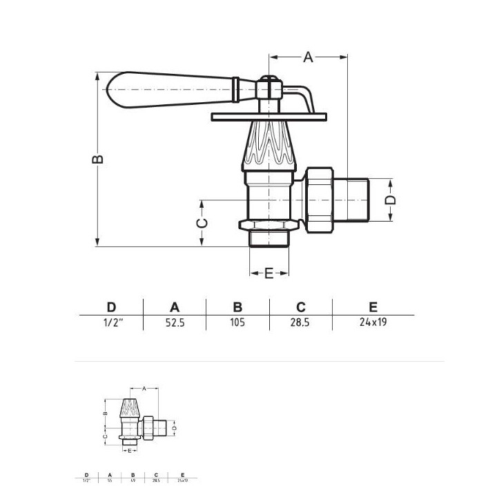 Zestaw Terma Dexter termostatyczny kątowy, Prawy - biały