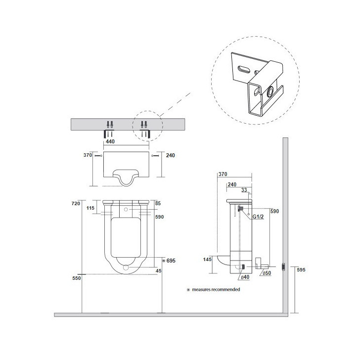 Pisuar wiszący Kerasan, 37x44, biały