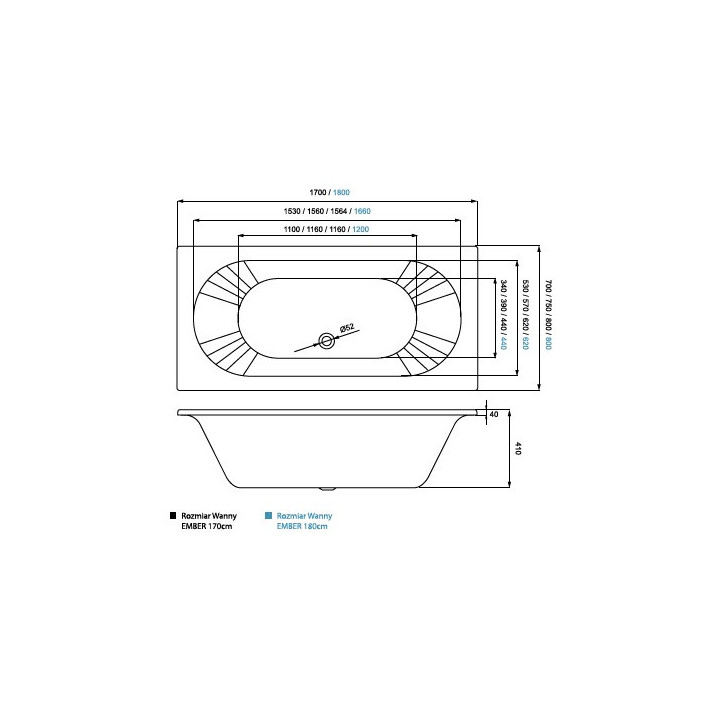 Wanna tradycyjna Massi Ember 170cm, biały