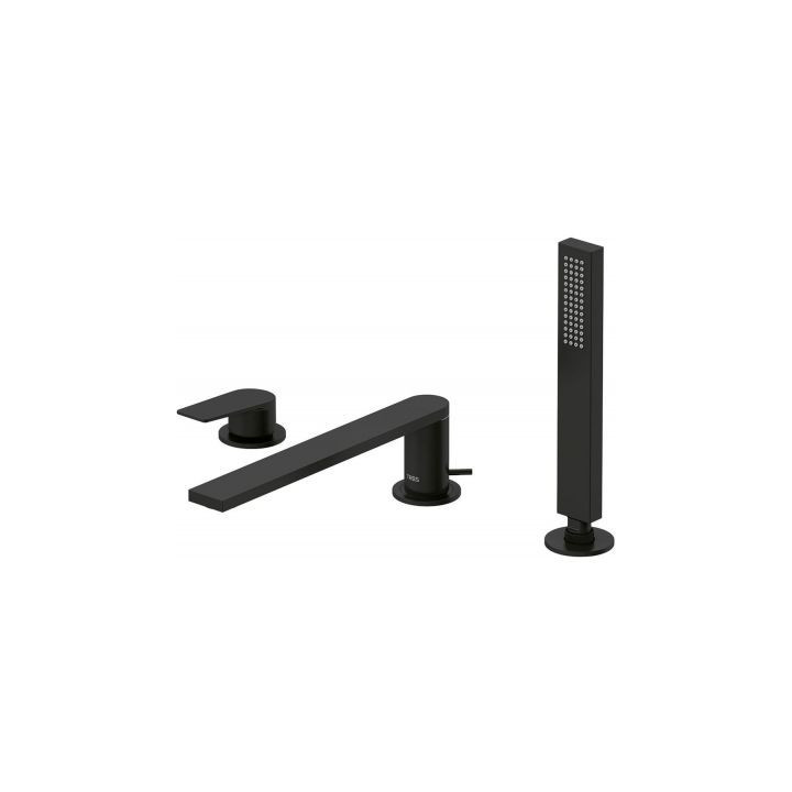 Bateria wannowa trzyotworowa Tres Project, czarny mat