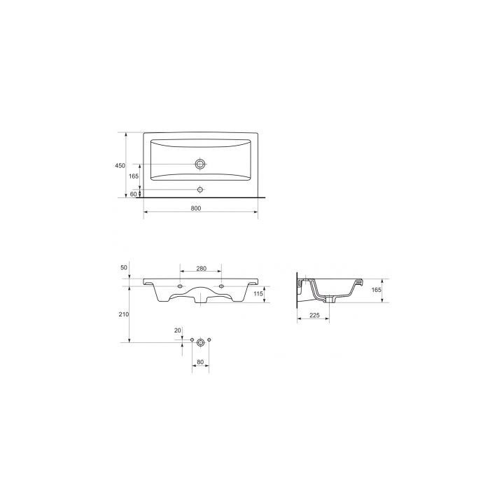 Umywalka meblowa Cersanit Como, 80x45cm, biały