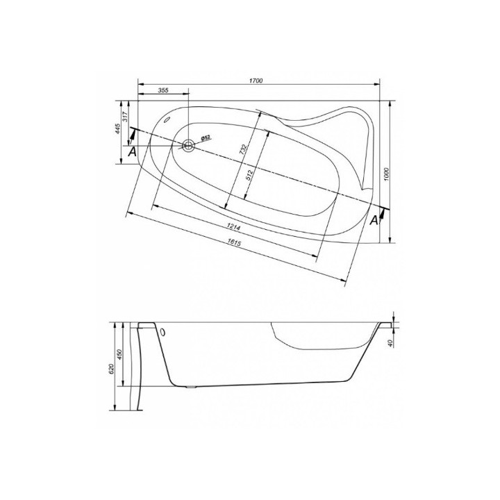  Wanna narożna Cersanit Sicilia, 170x100x45cm, akrylowa, prawa, biały