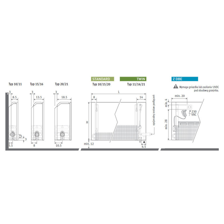 Grzejnik Jaga Strada Standard typ 10, 35 x 70 cm - kolor standardowy