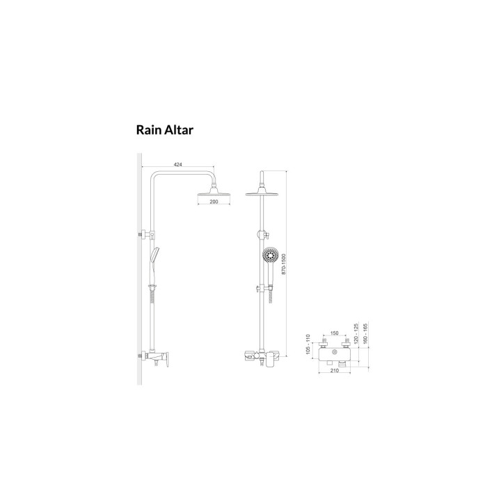 Zestaw prysznicowy Excellent Actima Rain Clear Slim z baterią termostatyczną natynkowy, chrom