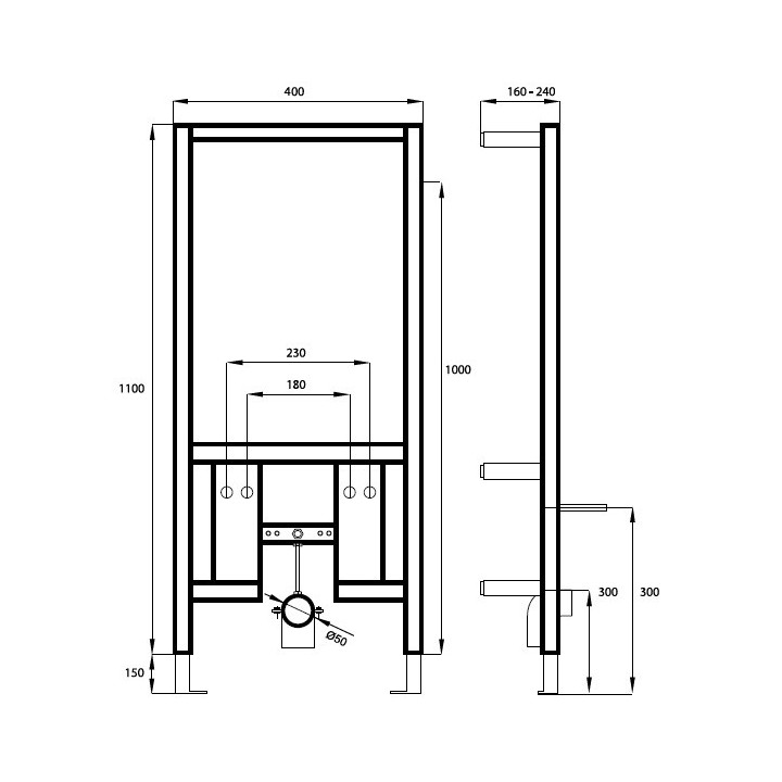 Stelaż podtynkowy do bidetu Massi Rino