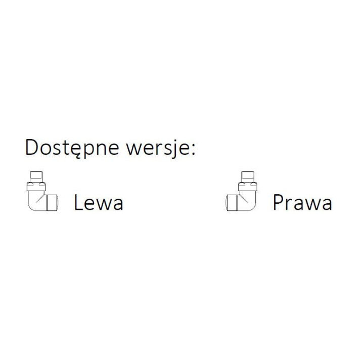 Zawór trójosiowy odcinający kątowy Terma, Prawy, GZ 24x19 - czarny