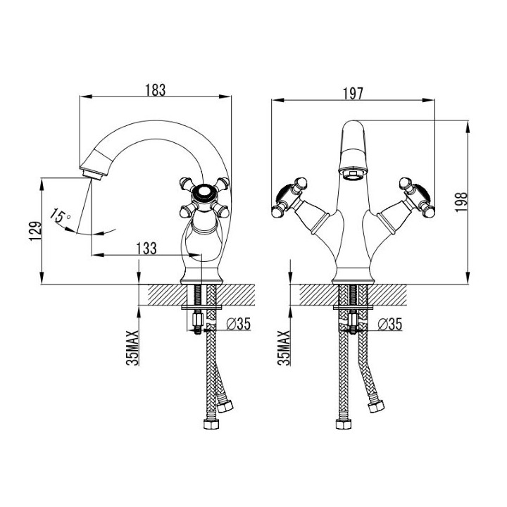 Bateria umywalkowa Omnires Retro
