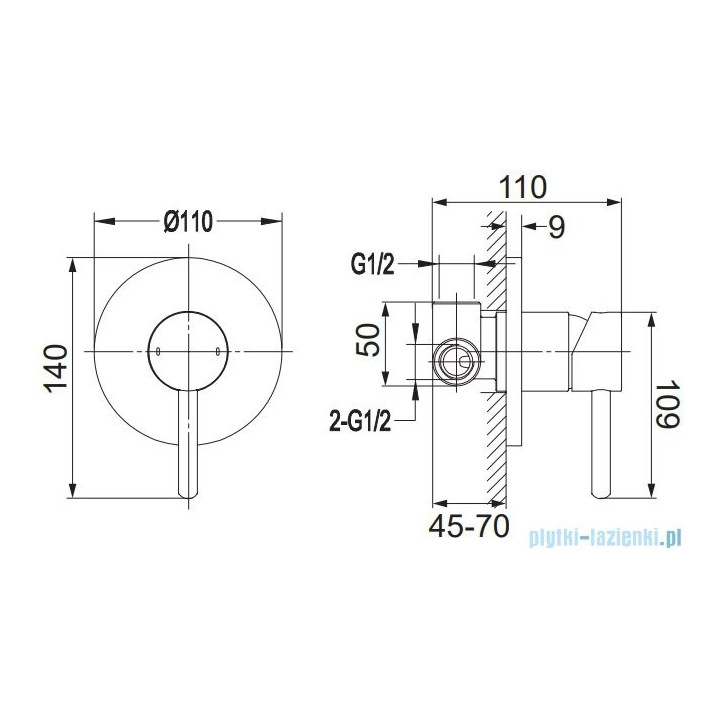 Bidetka podtynkowa z uchwytem Omnires Y