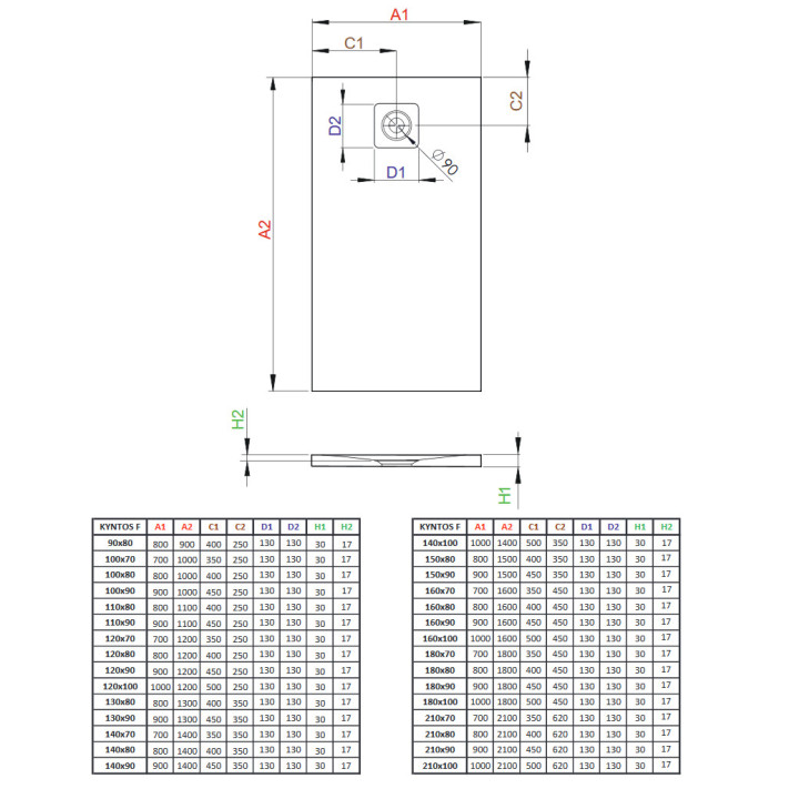 Brodzik Radaway Kyntos F, 180x100, z konglomeratu, biały