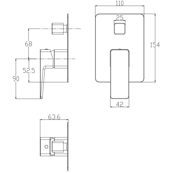 Bateria wannowa podtynkowa 2-wyjścia Omnires Parma czarny mat