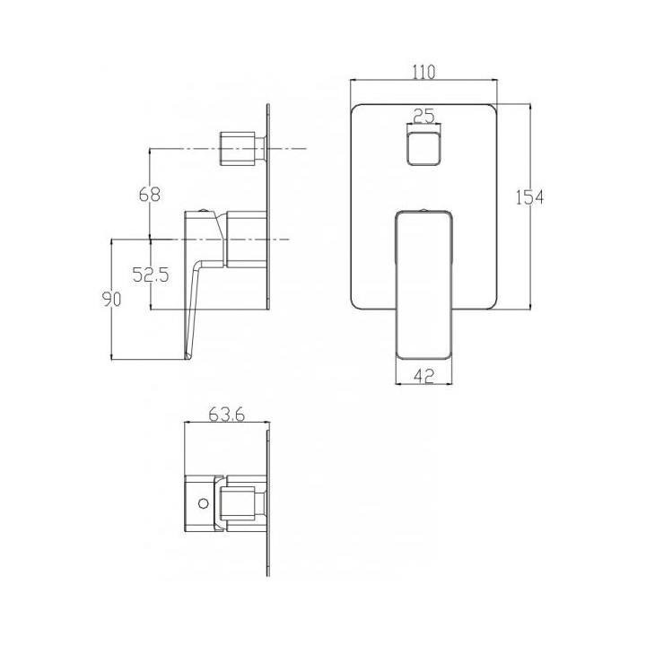 Zestaw prysznicowy podtynkowy punktowy Omnires Parma czarny mat