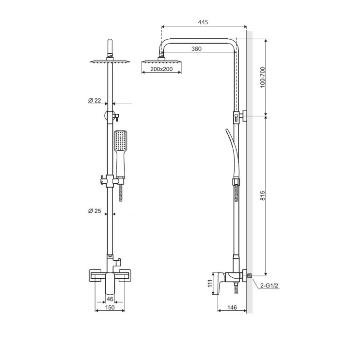 Zestaw prysznicowy Excellent Keria, chrom