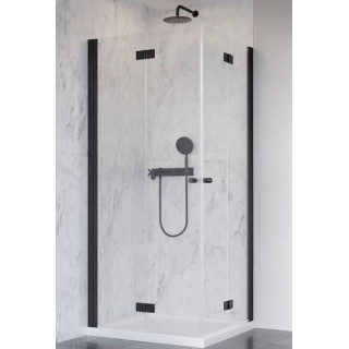 Kabina kwadratowa Essenza New Black KDD 100cm część prawa drzwi wahadłowo-składane, profil czarny szkło przejrzyste