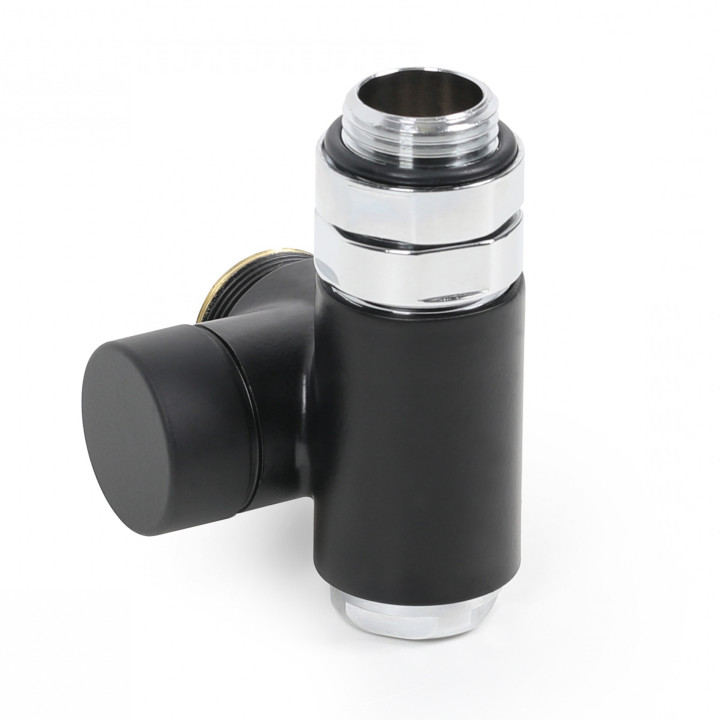 Zawór odcinający zintegrowany Terma, Prawy, GZ 24x19 - czarny