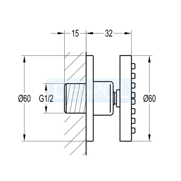Dysza boczna natynkowa Omnires 5,9cm - chrom