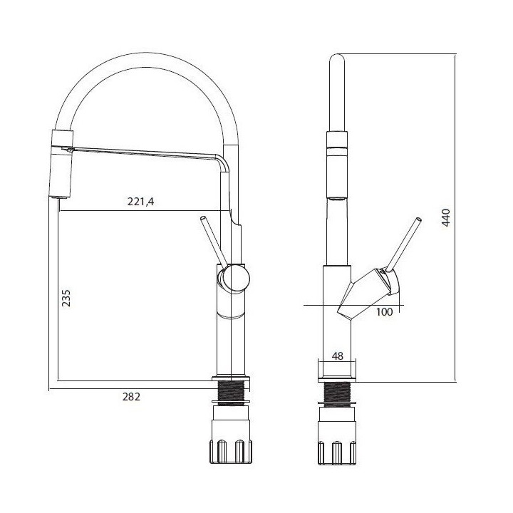 Bateria zlewozmywakowa Omnires Vita obrotowa wylewka, wyciągany prysznic, chrom- sanitbuy.pl