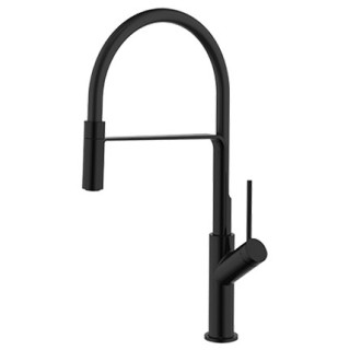 Bateria zlewozmywakowa Omnires Vita obrotowa wylewka, wyciągany prysznic, czarny mat