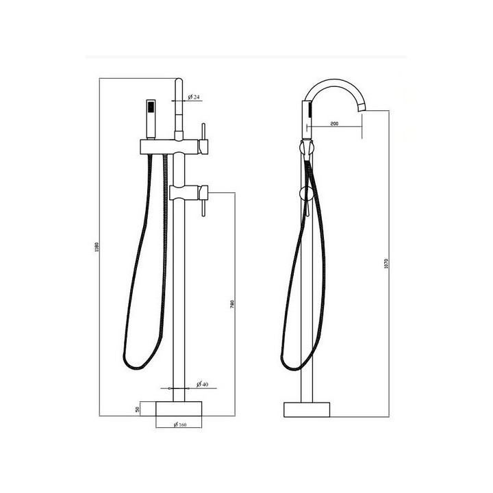 Bateria wannowa Besco Illusion, wolnostojąca, chrom