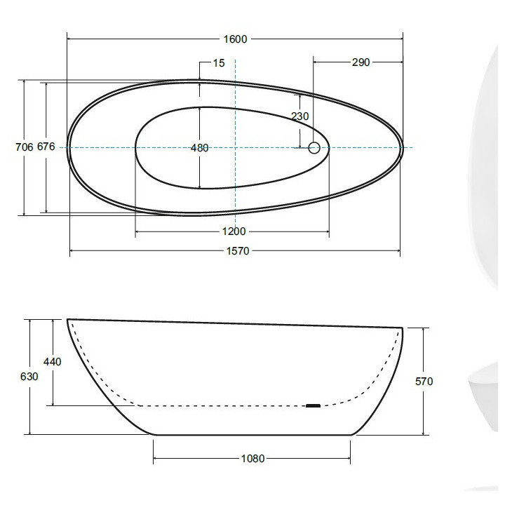 Wanna wolnostojąca Besco Goya, 160x70, biały