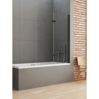 Parawan nawannowy New Trendy New Soleo Black 100x140 cm, prawy, 2-częściowy, szkło przezroczyste