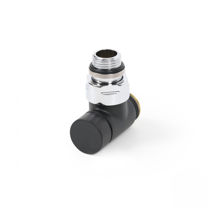 Zawór odcinający kątowy Terma, GZ 24x19 - czarny