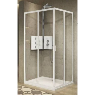 PYTAJ O RABAT ! Kabina Novellini Zephyros A narożna, 2 skrzydła przesuwane z polami stałymi, rozmiar 67-70 cm, szkło przeźroczys