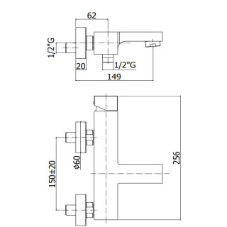 Bateria wannowa Paffoni Elle, ścienna, chrom (komplet)