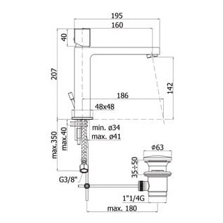 Bateria umywalkowa pionowa bez korka Paffoni Elle- sanitbuy.pl
