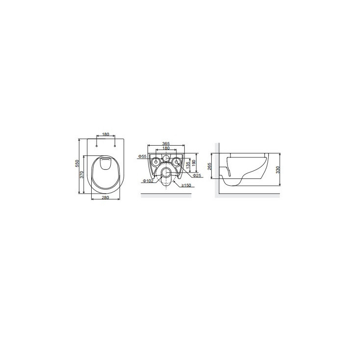 Doto Pure Rim 54, Miska wc wisząca z deską wolnoopadającą