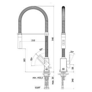 Bateria zlewozmywakowa, Paffoni Effe, z wyciąganą wylewką, chrom