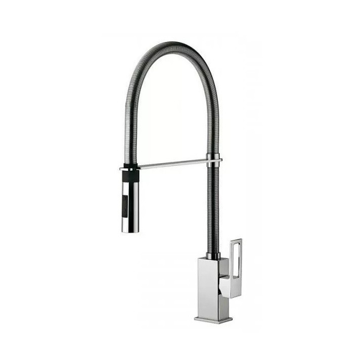 Bateria zlewozmywakowa, Paffoni Effe, z wyciąganą wylewką, chrom