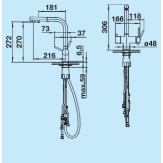 Bateria kuchenna Blanco Fontas-S II, wyciągana wylewka, dwuobwodowa, antracyt