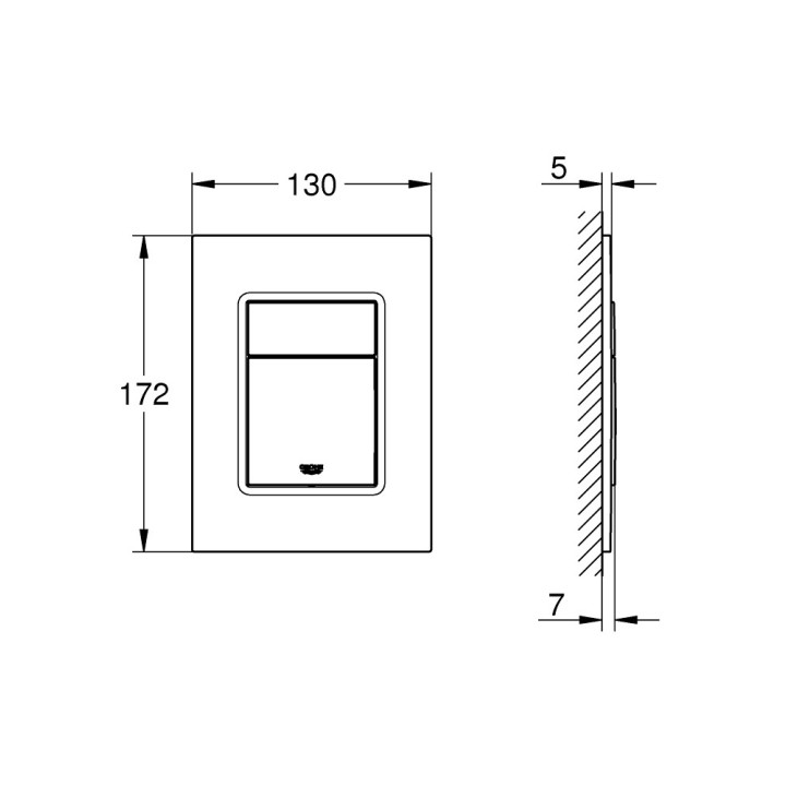 Przycisk do spłuczki Grohe Skate Metropolitan S, 130 x 172 mm, chrom