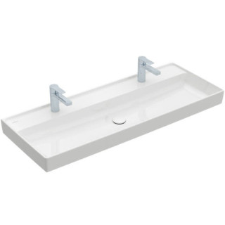 Umywalka meblowa podwójna Villeroy&Boch Collaro, 130x47cm, z przelewem, biała