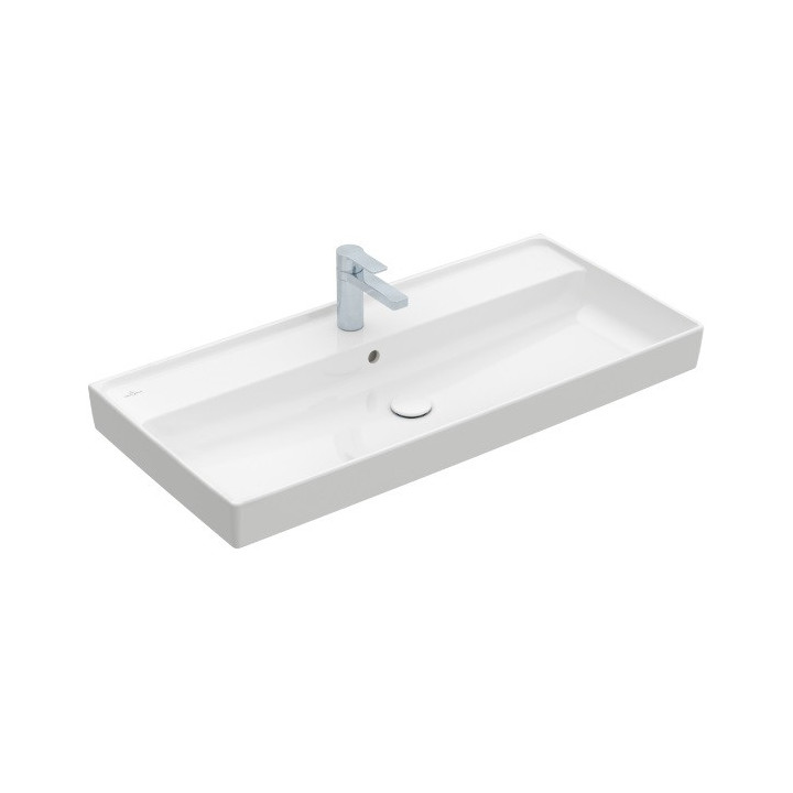 Umywalka meblowa podwójna Villeroy&Boch Collaro, 130x47cm, z przelewem, biała