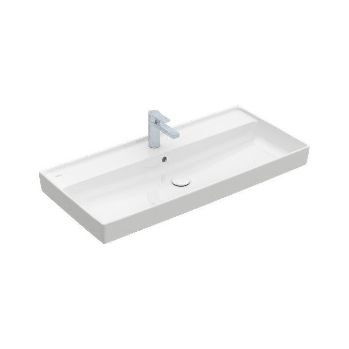 Umywalka meblowa podwójna Villeroy&Boch Collaro, 130x47cm, z przelewem, biała