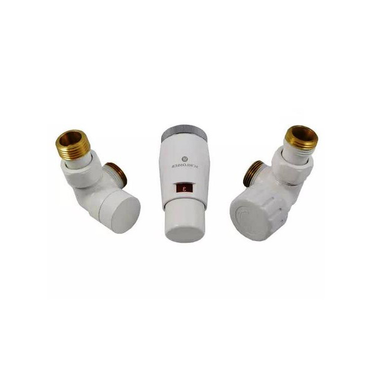 Zestaw łazienkowy Schlosser Exclusive osiowo prawy biały do rur ze stali