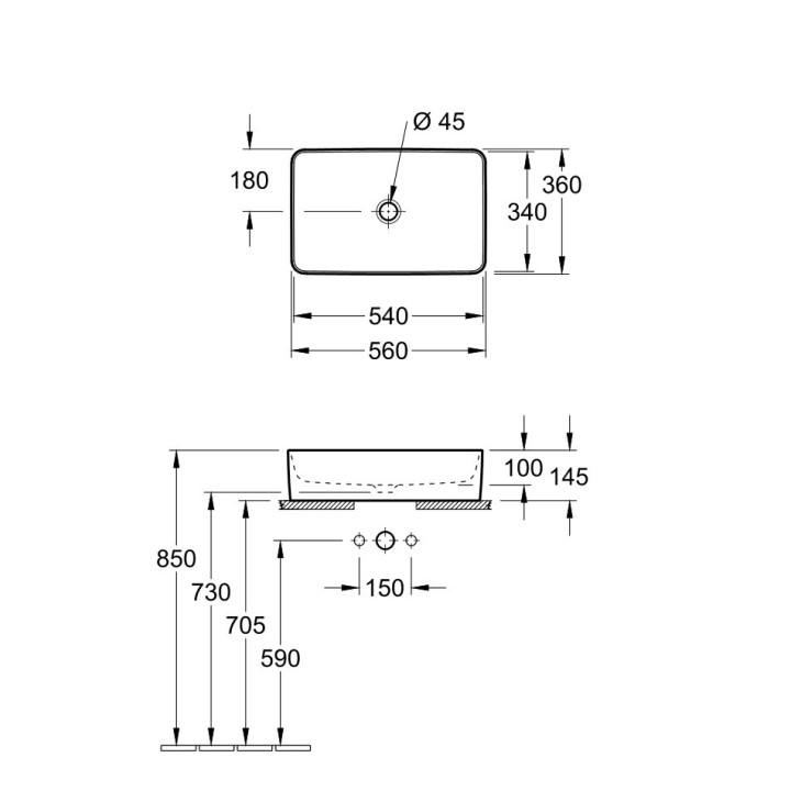 Umywalka meblowa podwójna Villeroy&Boch Collaro, 130x47cm, z przelewem, biała