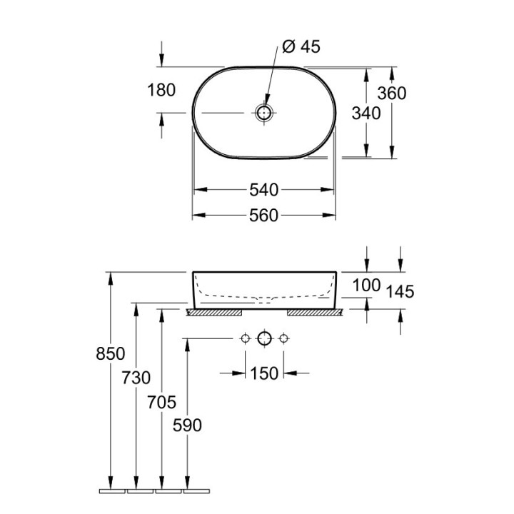 Umywalka meblowa podwójna Villeroy&Boch Collaro, 130x47cm, z przelewem, biała