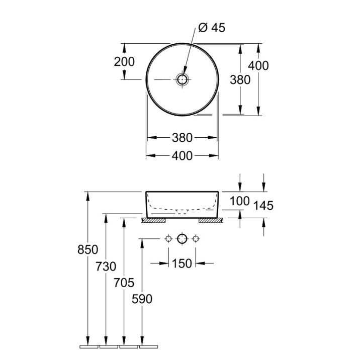 Umywalka nablatowa Villeroy&Boch Collaro, 56x36cm, bez przelewu, Weiss Alpin