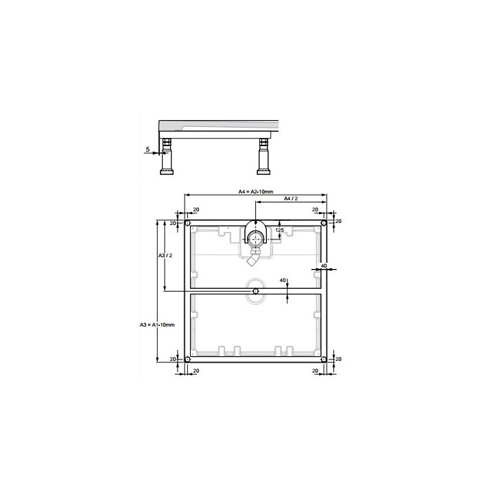 Stelaż Huppe EasyFlat dla brodzika o wymiarach 90x90cm