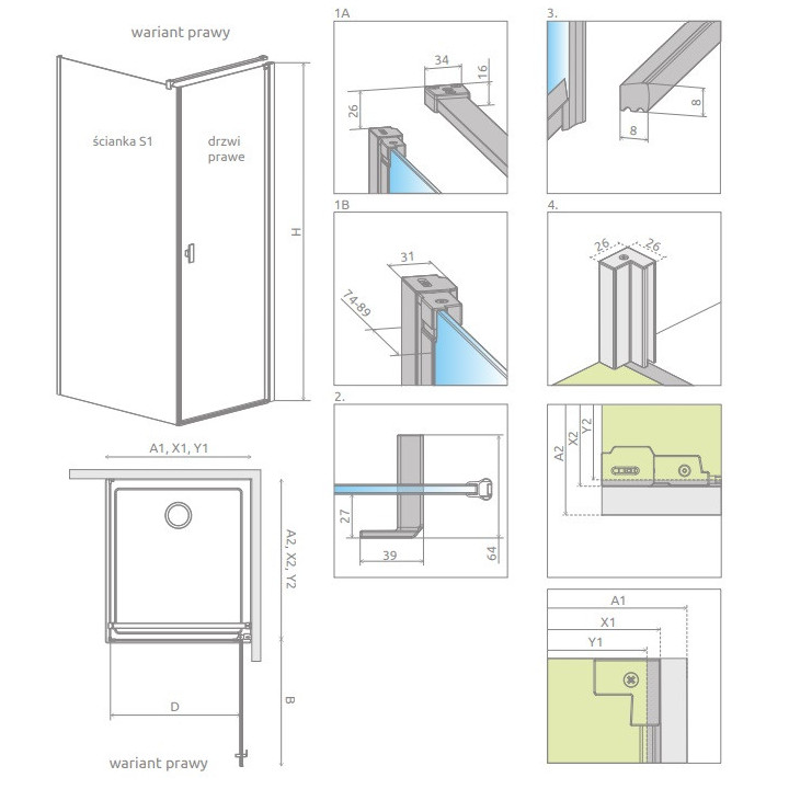Kabina prysznicowa Radaway Modo X I 120, przejrzysta, 1180x2000mm