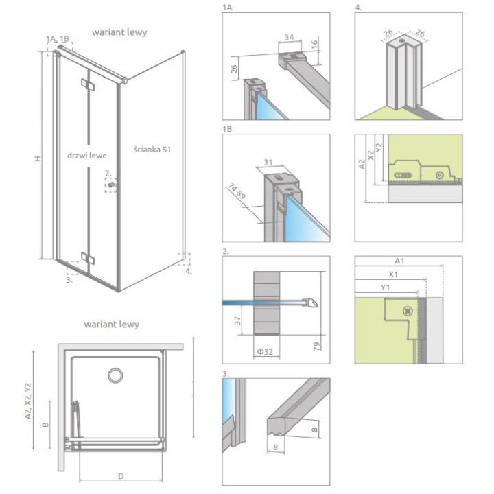 Kabina prysznicowa Radaway Modo X I 120, przejrzysta, 1180x2000mm