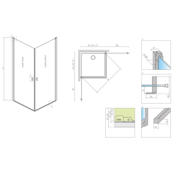Kabina prysznicowa Radaway Modo X I 120, przejrzysta, 1180x2000mm
