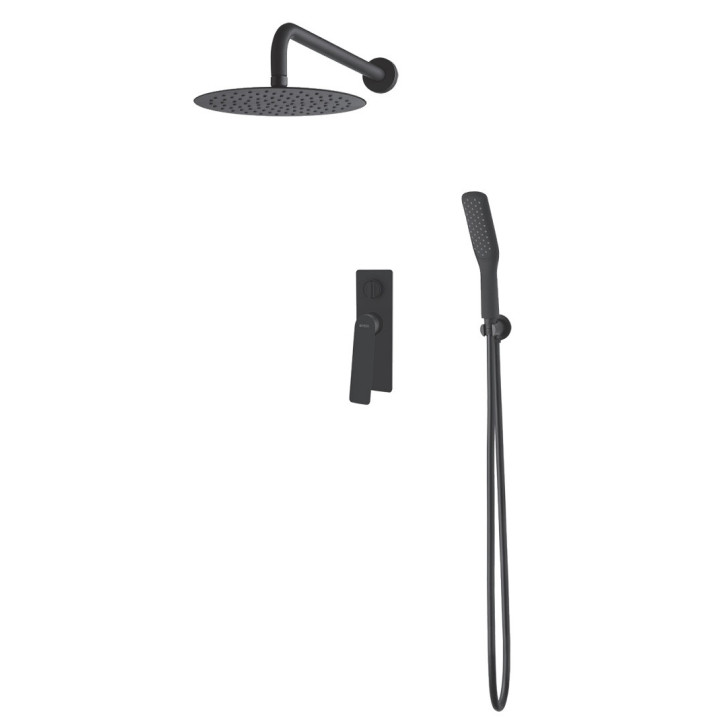 Zestaw natryskowy podtynkowy Vedo Desso Nero, deszczownica 25cm, czarny mat